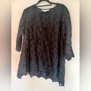 CAROLINE ROSE floral embroidered lace top